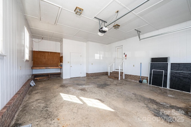 garage with a garage door opener