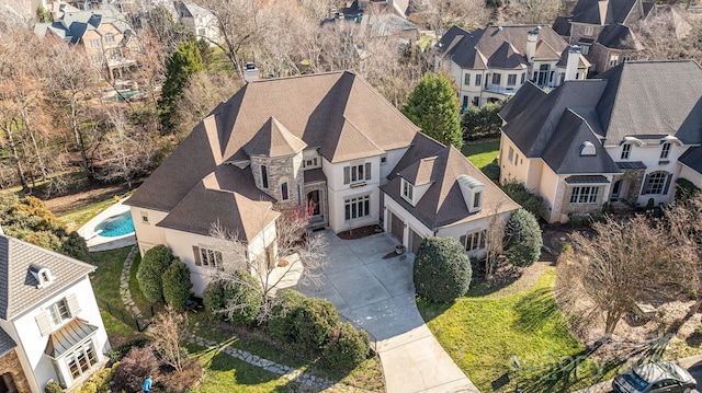 bird's eye view with a residential view