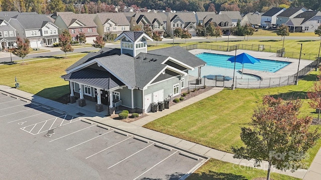 aerial view with a residential view