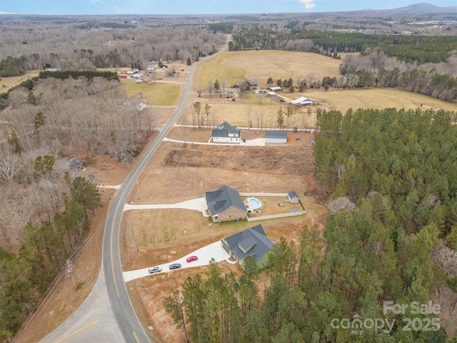 drone / aerial view with a rural view