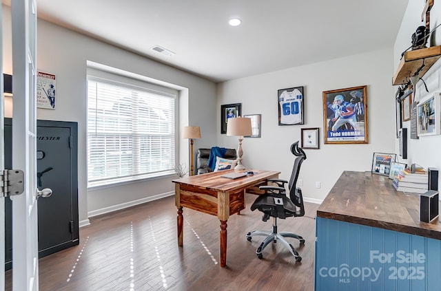 office featuring dark hardwood / wood-style flooring