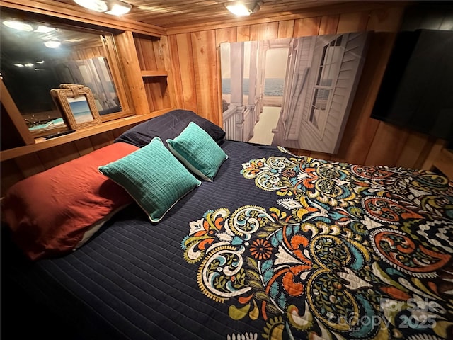 bedroom featuring wooden ceiling