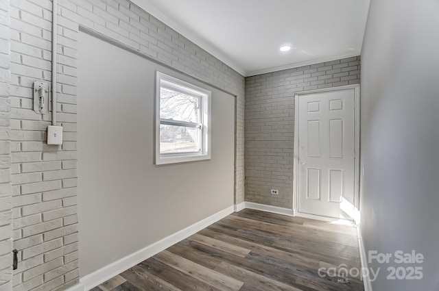 interior space with dark hardwood / wood-style floors