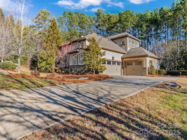 view of front of house with a garage