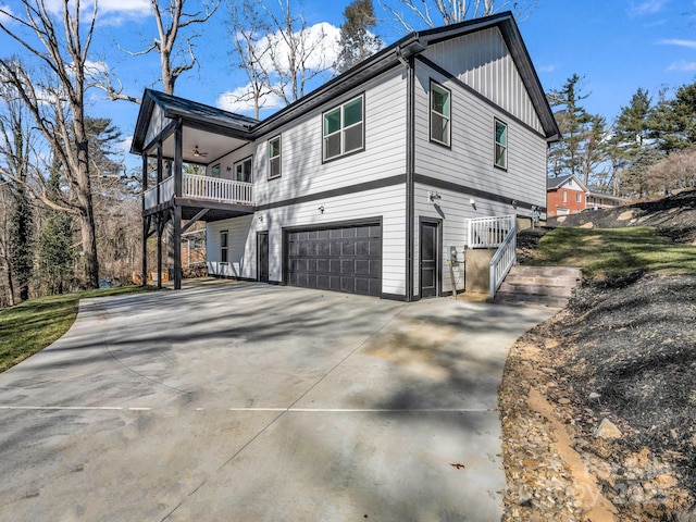 view of property exterior featuring a garage