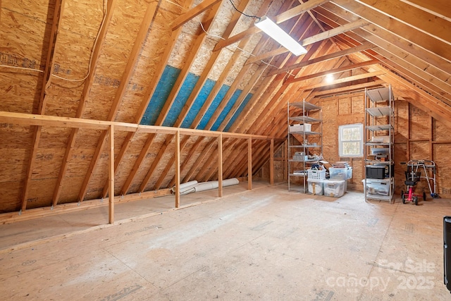 view of unfinished attic