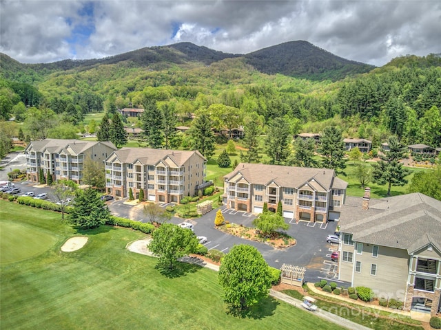 aerial view with a mountain view