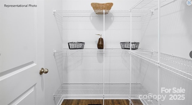 spacious closet featuring hardwood / wood-style flooring