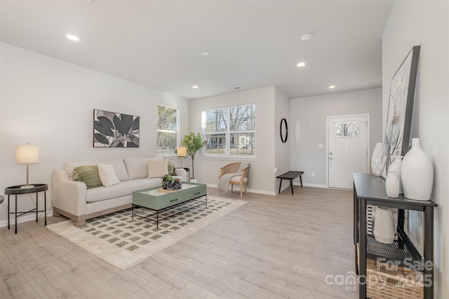 living room featuring light hardwood / wood-style flooring