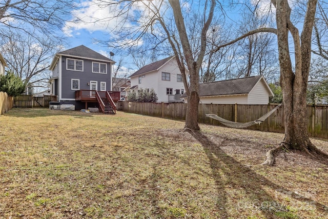 view of yard featuring a deck