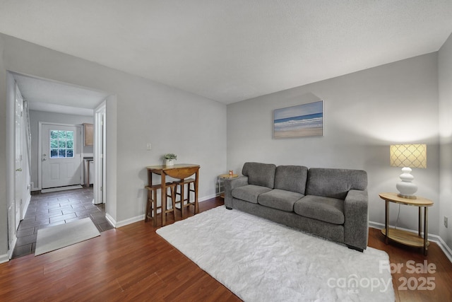 living room featuring dark hardwood / wood-style flooring