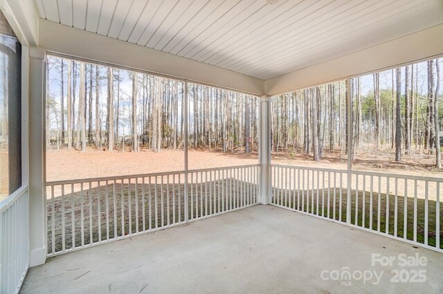 view of unfurnished sunroom