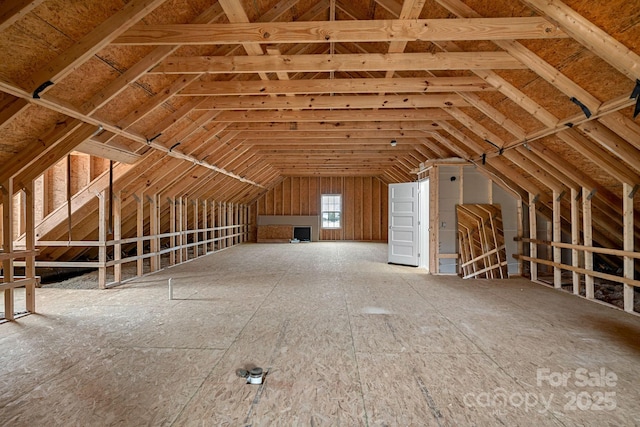 view of unfinished attic