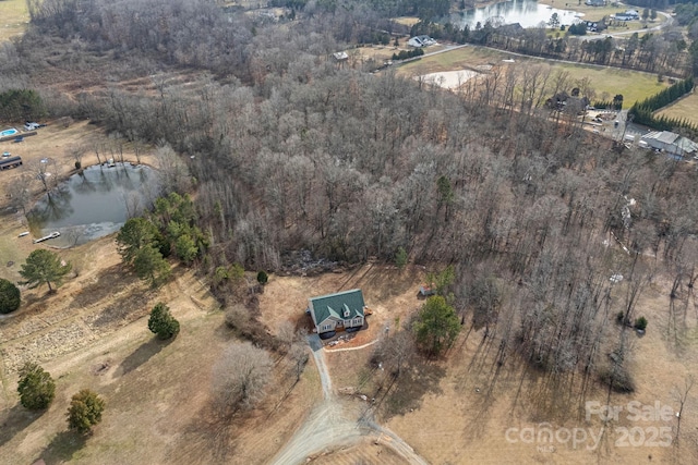 drone / aerial view with a water view and a rural view