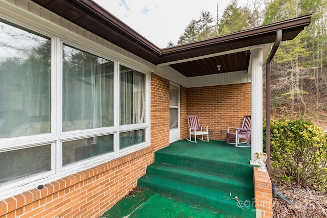 view of patio featuring a porch