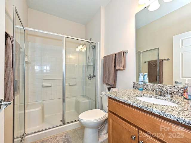 8024 Carolina Lakes Way, Fort Mill, SC 29707 - full bath with a shower stall, vanity, toilet, and tile patterned flooring