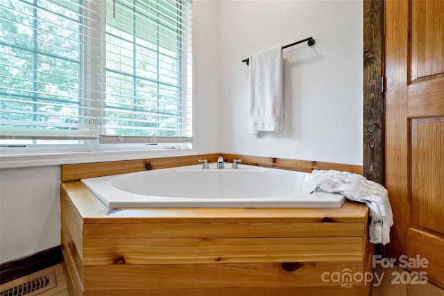 bathroom featuring a tub and a healthy amount of sunlight