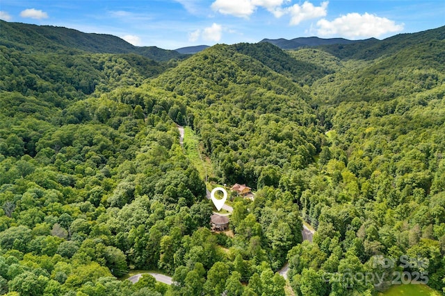 drone / aerial view with a mountain view