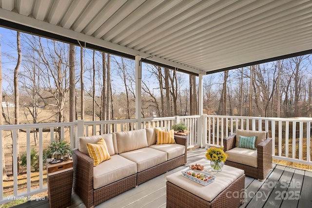 deck with an outdoor hangout area