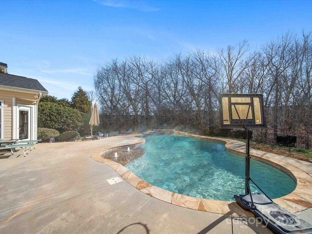 view of swimming pool with a patio