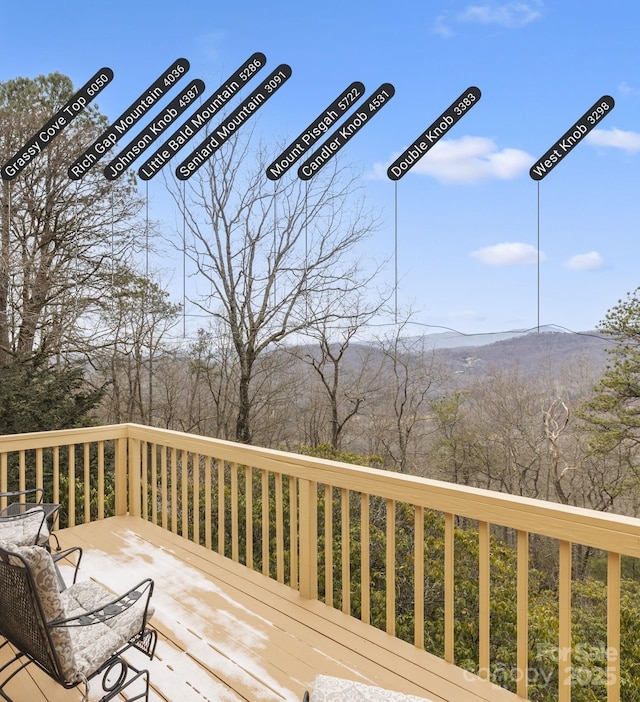 deck with a mountain view