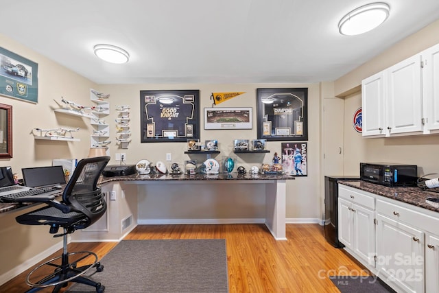 office area featuring light hardwood / wood-style flooring