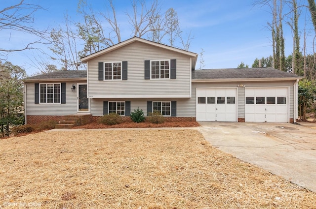 split level home with a garage