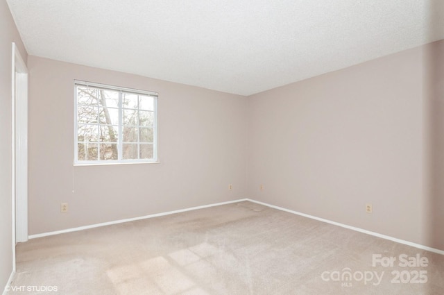 empty room featuring light colored carpet and a textured ceiling