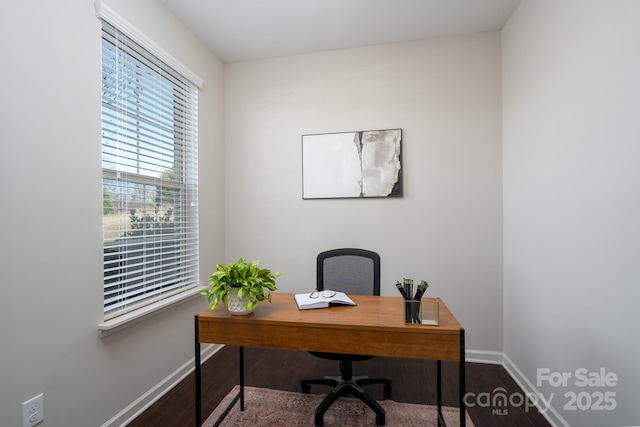 office featuring hardwood / wood-style floors