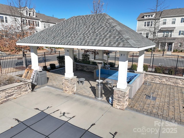 view of patio featuring a gazebo