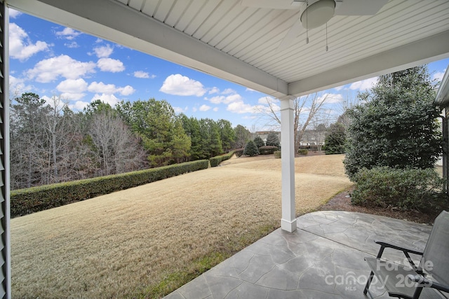 view of patio with ceiling fan