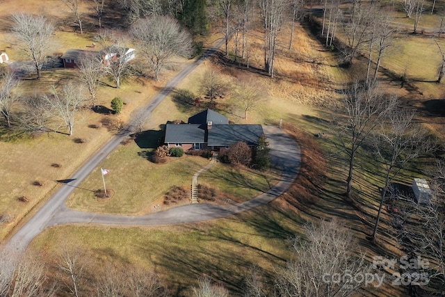 drone / aerial view with a rural view