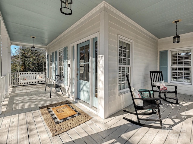 deck featuring covered porch