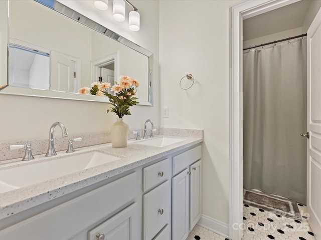 bathroom featuring vanity and tile patterned floors