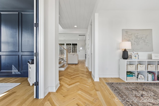 corridor with parquet floors