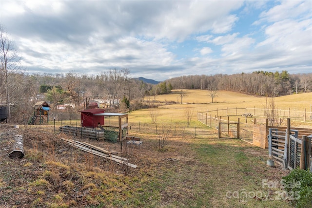 view of yard with a rural view