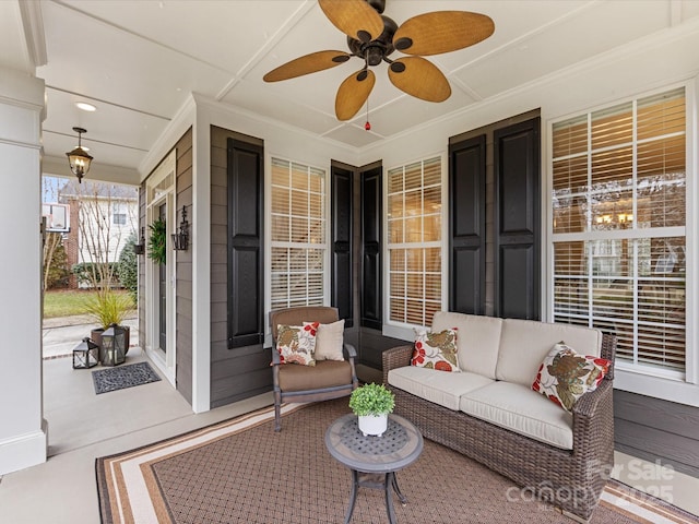 view of patio / terrace featuring ceiling fan