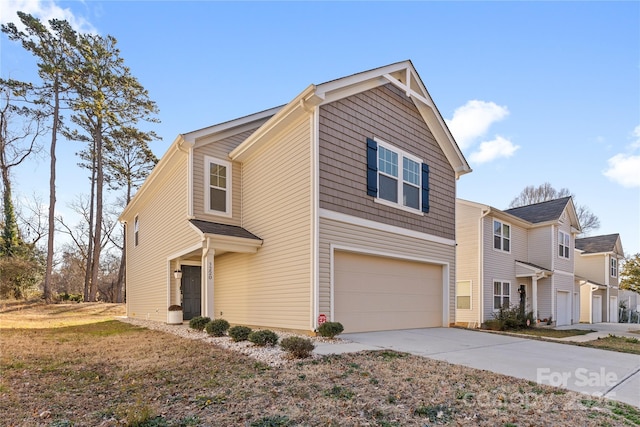 view of front facade featuring a garage