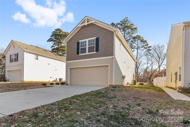 exterior space with a garage