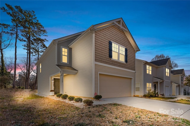 view of front of house with a garage