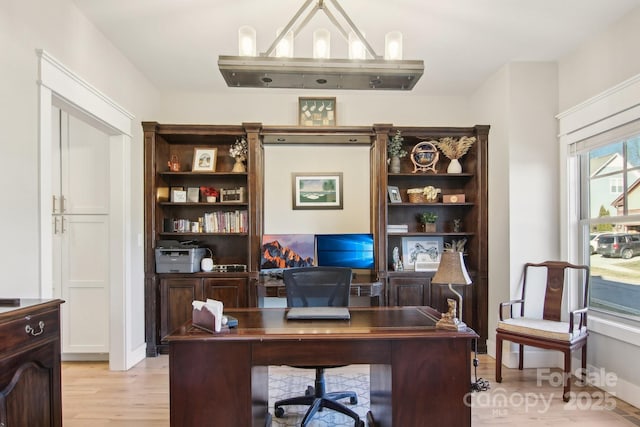 office featuring light hardwood / wood-style flooring