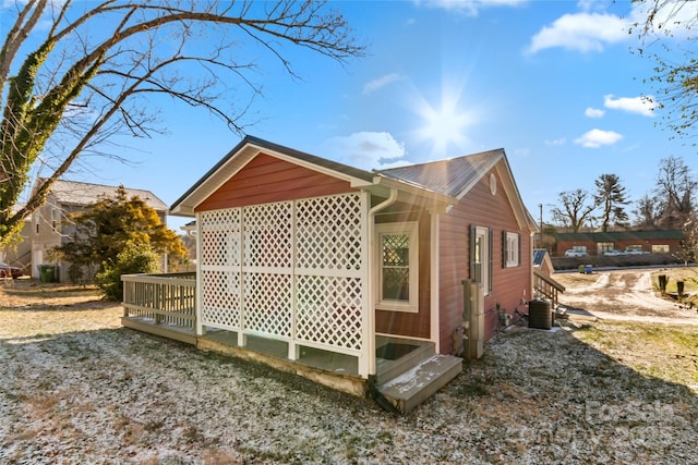 view of property exterior featuring central AC unit