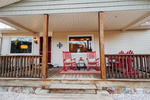 wooden deck featuring a porch