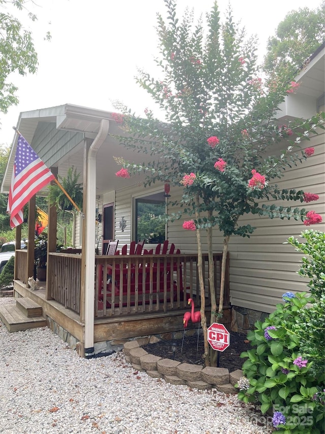 view of home's exterior featuring a porch