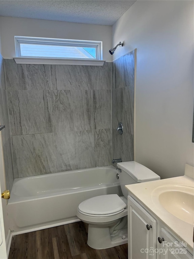 full bathroom featuring vanity, plenty of natural light, toilet, and shower / bath combination