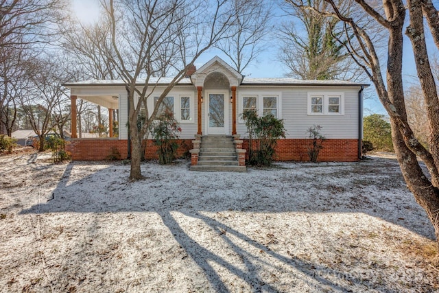 view of single story home