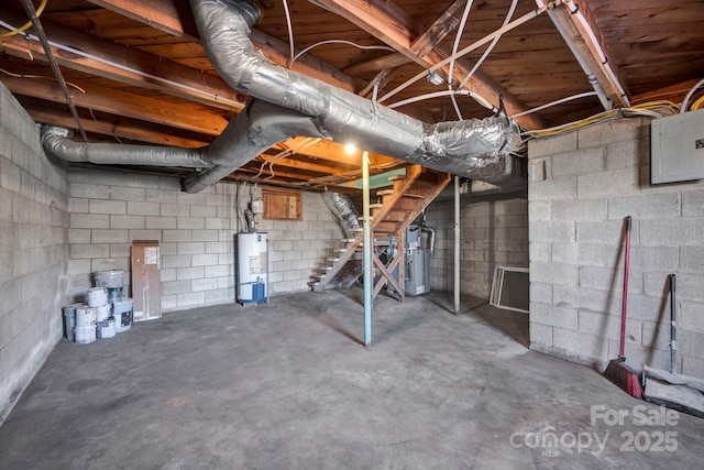 basement with gas water heater