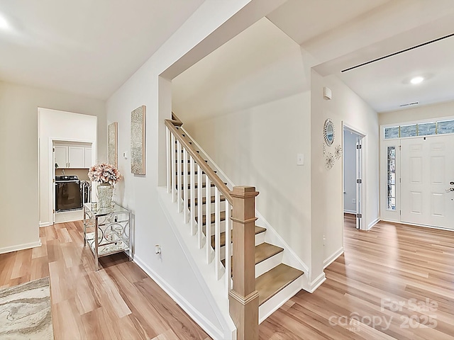 interior space with light hardwood / wood-style floors