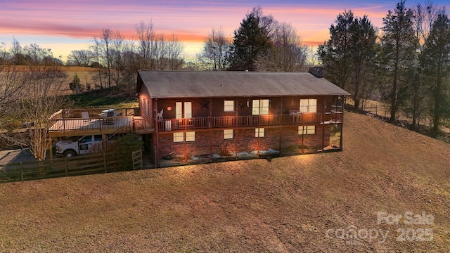 view of front of property featuring a deck