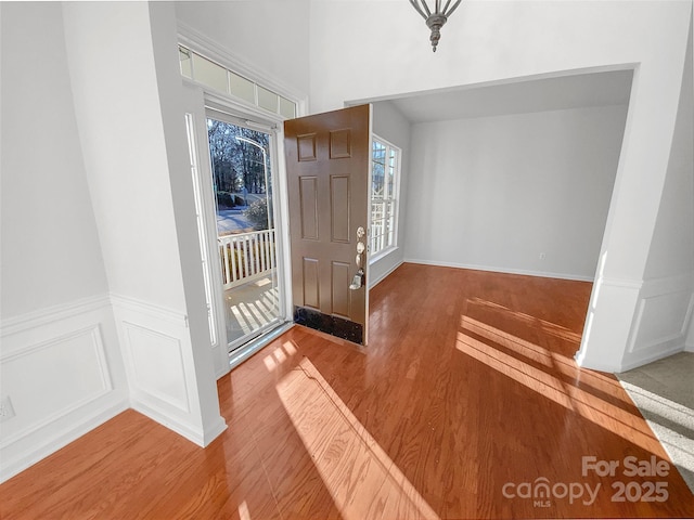 entryway with wood-type flooring